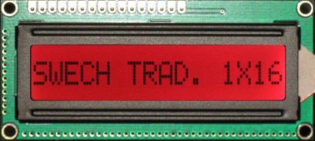 LCD 16x1 svart med röd backlight