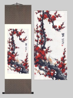 Silkesmålning Blommande träd