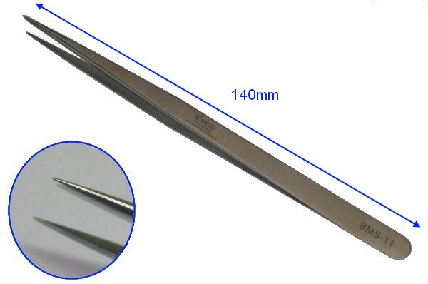 Pincett 0.3mm spets rostfritt stål 140mm