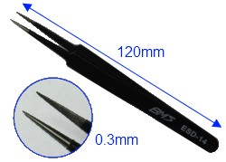 Pincett 0.3mm spets ESD 120mm
