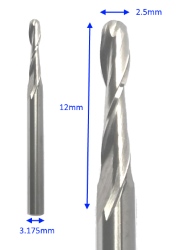 Fräs BallNose D:2.5mm L= 12mm