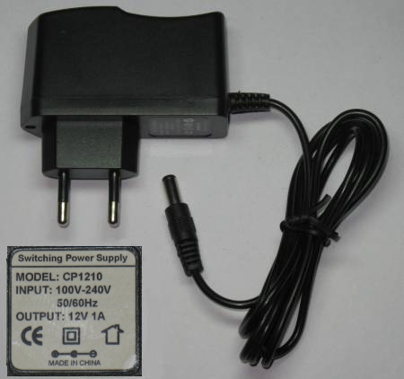 12V DC stabiliserad nätadapter 1A (-)