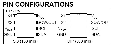 DS 1307+ I2C Realtidsklocka DIL8