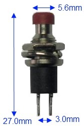 Tryckströmställare 27x10mm Återfjädrande