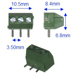 Vinklad 3 polig skruvplint 3.5mm delning